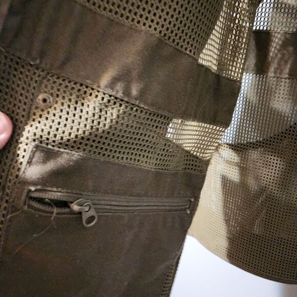 Cabelas Leather Trim Vest Mens Sleeveless Vented Jacket Size Large Hunt Fish - Picture 10 of 13